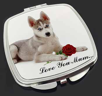 Husky with Red Rose 