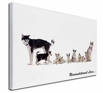 Siberian Husky Family with Love Canvas X-Large 30"x20" Wall Art Print