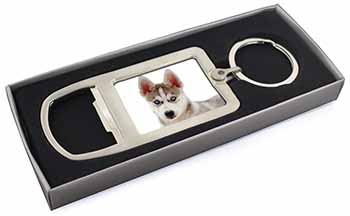 Siberian Husky Chrome Metal Bottle Opener Keyring in Box