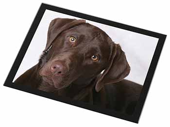 Chocolate Labrador Black Rim High Quality Glass Placemat