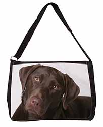 Chocolate Labrador Large Black Laptop Shoulder Bag School/College