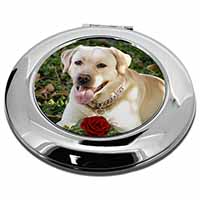 Yellow Labrador with Red Rose Make-Up Round Compact Mirror