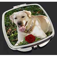 Yellow Labrador with Red Rose Make-Up Compact Mirror