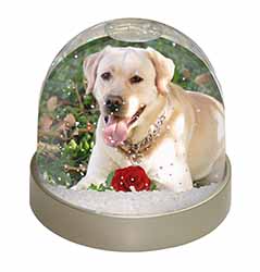 Yellow Labrador with Red Rose Snow Globe Photo Waterball