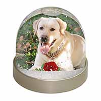 Yellow Labrador with Red Rose Snow Globe Photo Waterball