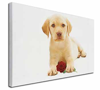 Yellow Labrador Puppy with Rose Canvas X-Large 30"x20" Wall Art Print