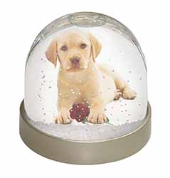 Yellow Labrador Puppy with Rose Snow Globe Photo Waterball