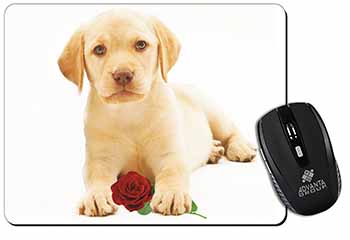 Yellow Labrador Puppy with Rose Computer Mouse Mat