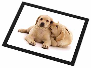 Yellow Labrador Dogs Black Rim High Quality Glass Placemat