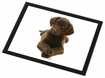 Chocolate Labrador Puppy Dog Black Rim High Quality Glass Placemat