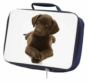 Chocolate Labrador Puppy Dog Navy Insulated School Lunch Box/Picnic Bag