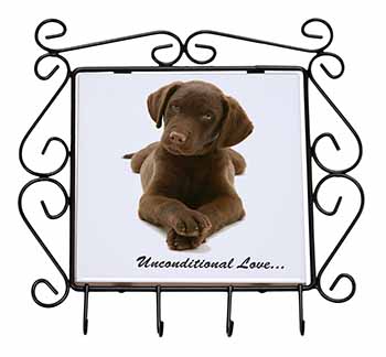 Chocolate Labrador Puppy Wrought Iron Key Holder Hooks