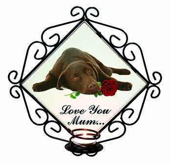 Choc Labrador with Rose 