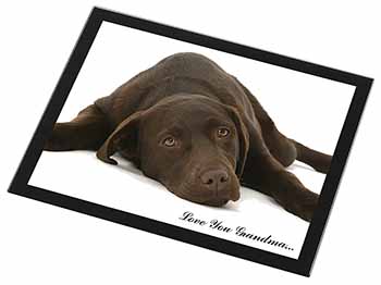 Chocolate Labrador Grandma Black Rim High Quality Glass Placemat