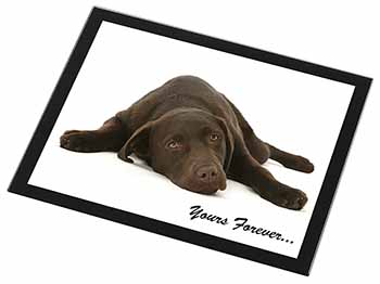 Chocolate Labrador Dog Love Black Rim High Quality Glass Placemat