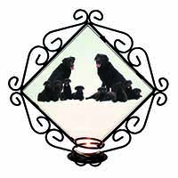 Black Labradors Wrought Iron Wall Art Candle Holder