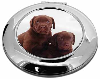 Chocolate Labrador Puppy Dogs Make-Up Round Compact Mirror