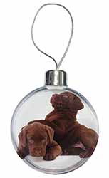 Chocolate Labrador Puppies Christmas Bauble