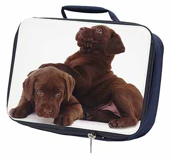 Chocolate Labrador Puppies Navy Insulated School Lunch Box/Picnic Bag