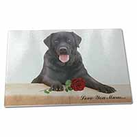 Large Glass Cutting Chopping Board Black Lab with Rose 