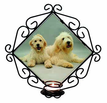 Labradoodle Dog Wrought Iron Wall Art Candle Holder