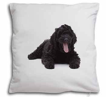 Black Labradoodle Dog Soft White Velvet Feel Scatter Cushion