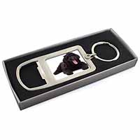 Black Labradoodle Dog Chrome Metal Bottle Opener Keyring in Box