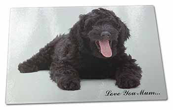 Large Glass Cutting Chopping Board Black Labradoodle 