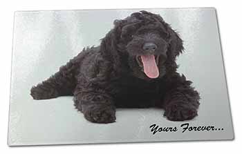 Large Glass Cutting Chopping Board Black Labradoodle 