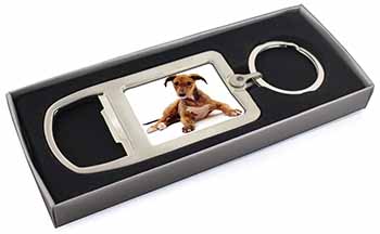 Lurcher Dog Chrome Metal Bottle Opener Keyring in Box