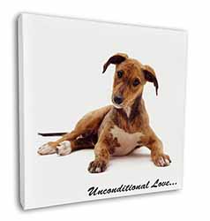 Lurcher Dog-With Love Square Canvas 12"x12" Wall Art Picture Print