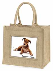 Lurcher Dog-With Love Natural/Beige Jute Large Shopping Bag