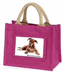 Lurcher Dog-With Love Little Girls Small Pink Jute Shopping Bag