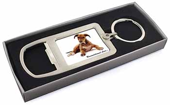 Lurcher Dog-With Love Chrome Metal Bottle Opener Keyring in Box