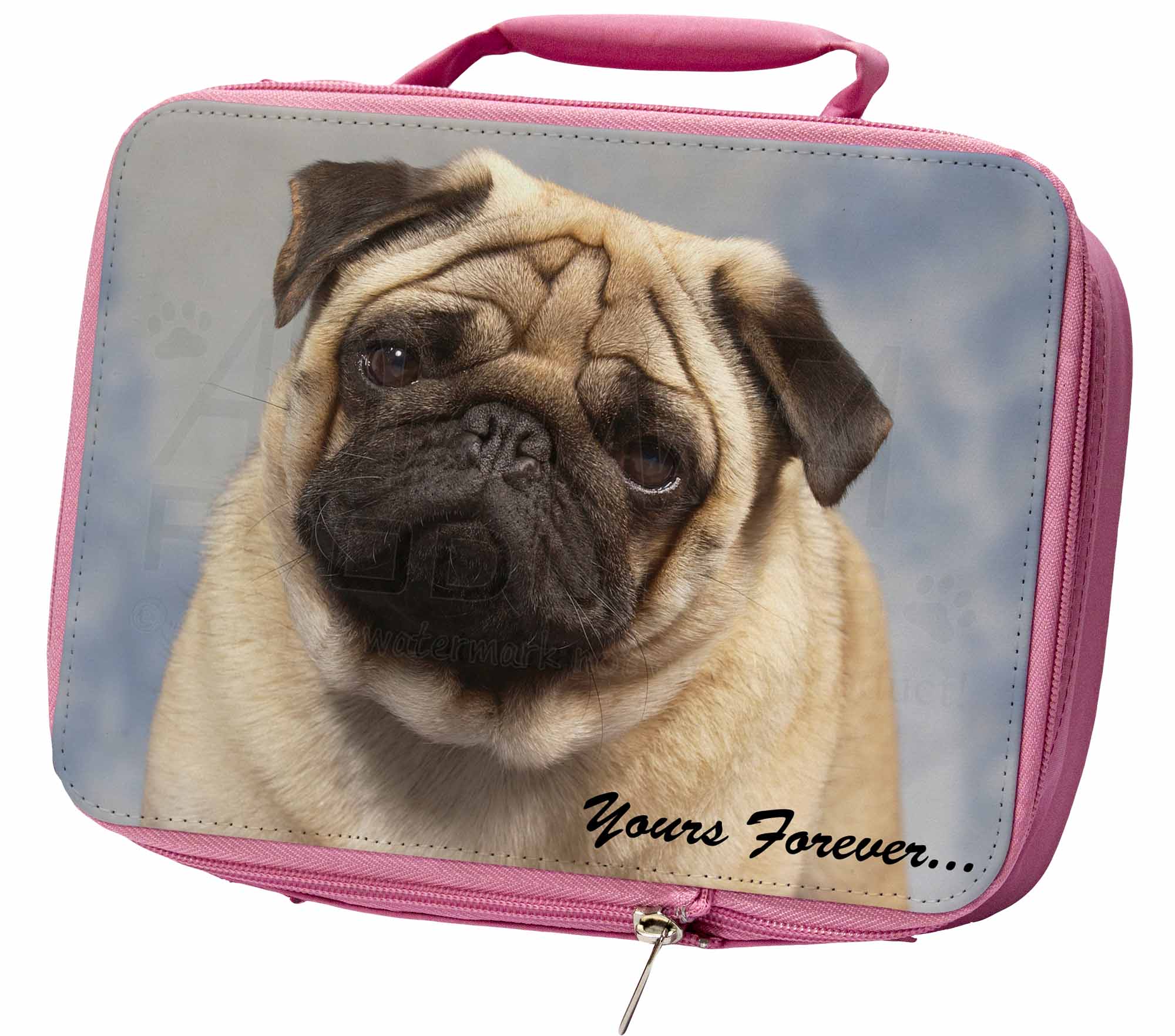 Fawn Pug Dog 'Yours Forever' Insulated Pink School Lunch Box Bag AD ...