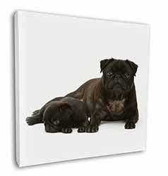 Pug Dog and Puppy Square Canvas 12"x12" Wall Art Picture Print