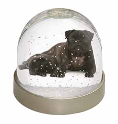 Pug Dog and Puppy Snow Globe Photo Waterball