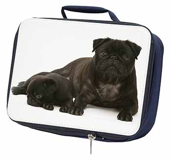 Pug Dog and Puppy Navy Insulated School Lunch Box/Picnic Bag