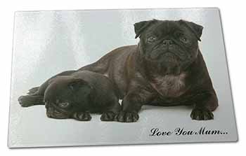 Large Glass Cutting Chopping Board Pug Dog and Puppy 