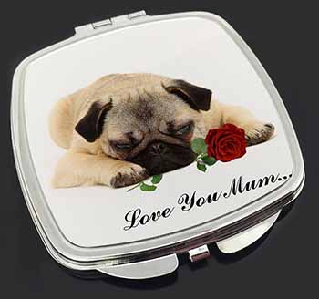 Fawn Pug with Rose 