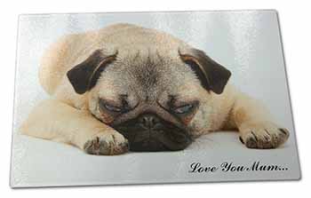 Large Glass Cutting Chopping Board Pug Dog 