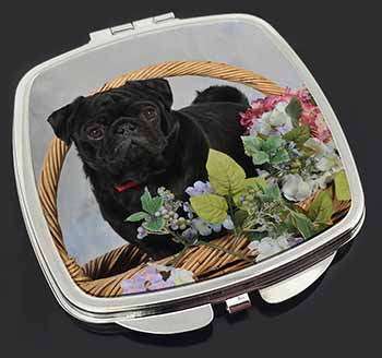 Black Pug Dog Make-Up Compact Mirror