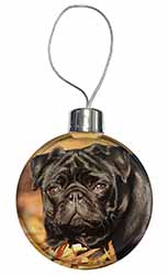 Black Pug Dog Christmas Bauble