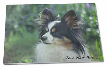 Large Glass Cutting Chopping Board Papillon Dog 