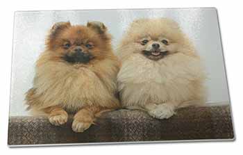 Large Glass Cutting Chopping Board Pomeranian Dogs