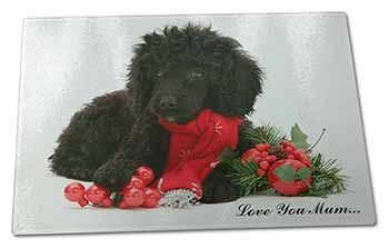 Large Glass Cutting Chopping Board Poodle, Christmas Decorations 