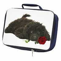 Miniature Poodle Dog with Red Rose Navy Insulated School Lunch Box/Picnic Bag