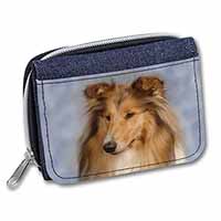 Rough Collie Dog Unisex Denim Purse Wallet