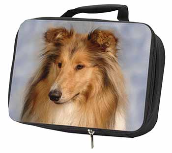 Rough Collie Dog Black Insulated School Lunch Box/Picnic Bag