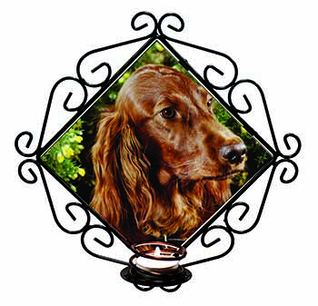 Irish Red Setter Dog Wrought Iron Wall Art Candle Holder